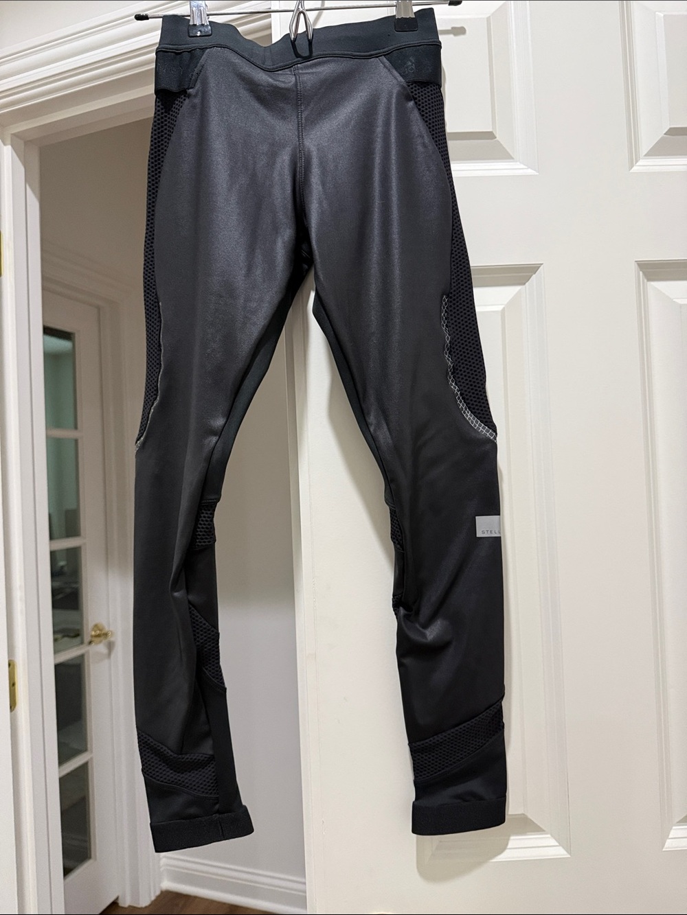 Stella McCartney for adidas womens black leggings with mesh detail